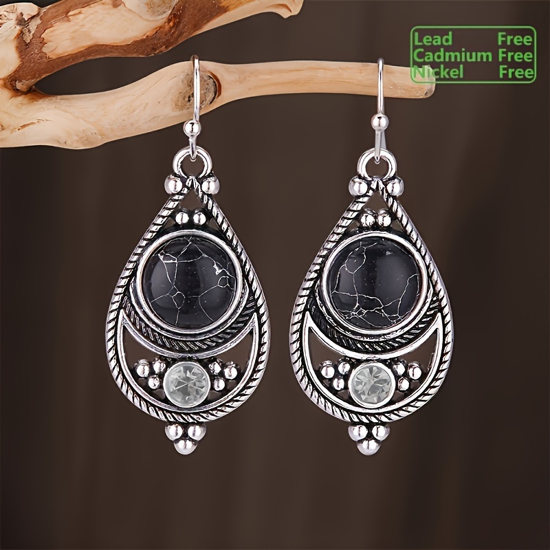 Boho Vintage Turquoise Inlay Dangle Earrings